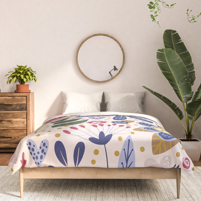 Cute, Festive, Flower Garden, Floral Prints, Pink and Blue Comforter Gallery Image 3