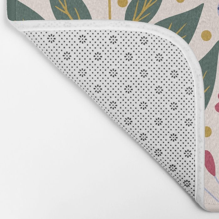 Cute, Festive, Flower Garden, Floral Prints, Pink and Blue Bath Mat Gallery Image 2