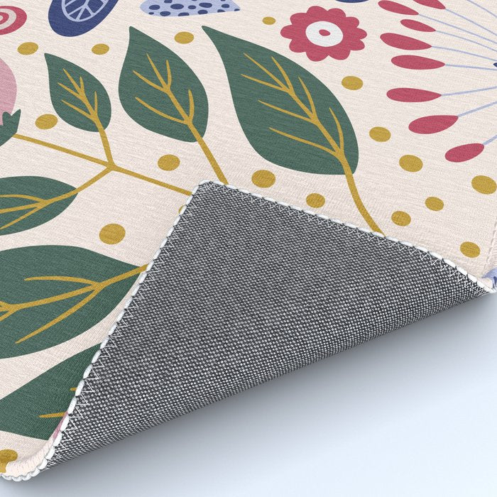 Cute, Festive, Flower Garden, Floral Prints, Pink and Blue Rug Gallery Image 4