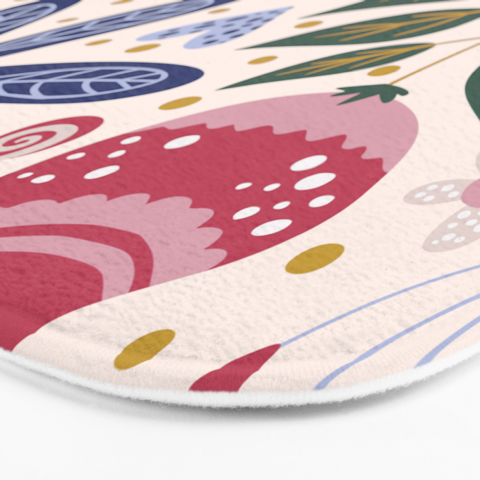 Cute, Festive, Flower Garden, Floral Prints, Pink and Blue Bath Mat Gallery Image 3