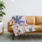 Cute, Festive, Flower Garden, Floral Prints, Pink and Blue Throw Blanket Gallery Image 1