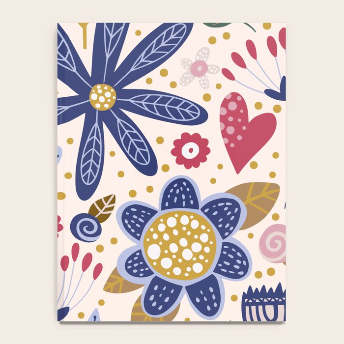 Cute, Festive, Flower Garden, Floral Prints, Pink and Blue Notebook Gallery Image 4
