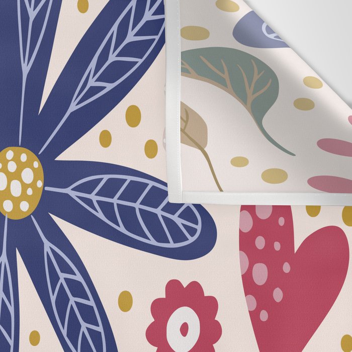 Cute, Festive, Flower Garden, Floral Prints, Pink and Blue Wall Tapestry Gallery Image 3