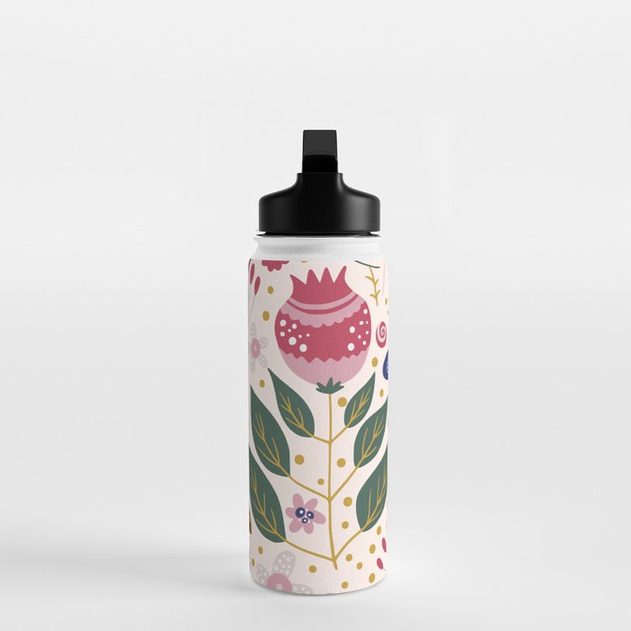 Cute, Festive, Flower Garden, Floral Prints, Pink and Blue Water Bottle Gallery Image 3