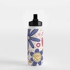 Cute, Festive, Flower Garden, Floral Prints, Pink and Blue Water Bottle Gallery Image 2