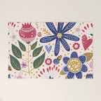 Cute, Festive, Flower Garden, Floral Prints, Pink and Blue Welcome Mat Gallery Image 1