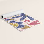 Cute, Festive, Flower Garden, Floral Prints, Pink and Blue Yoga Mat Gallery Image 2