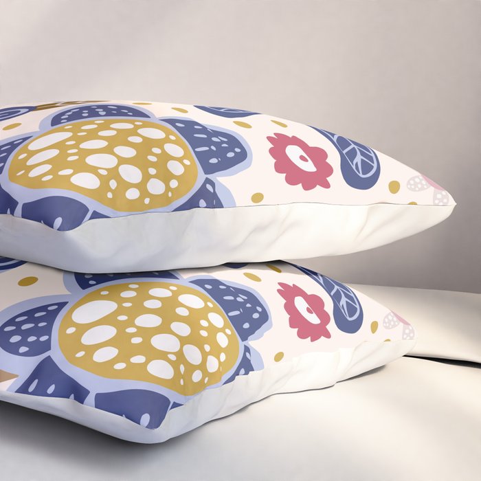 Cute, Festive, Flower Garden, Floral Prints, Pink and Blue Pillow Sham Gallery Image 3