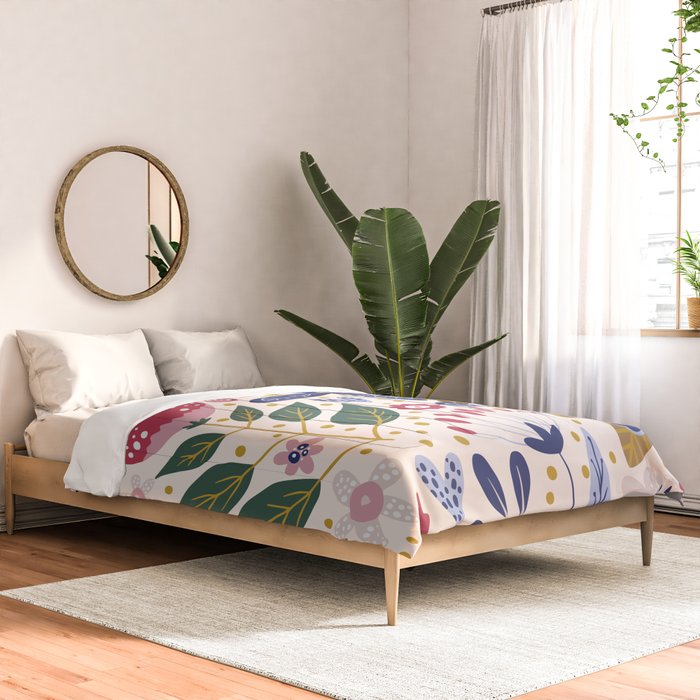 Cute, Festive, Flower Garden, Floral Prints, Pink and Blue Comforter Gallery Image 2