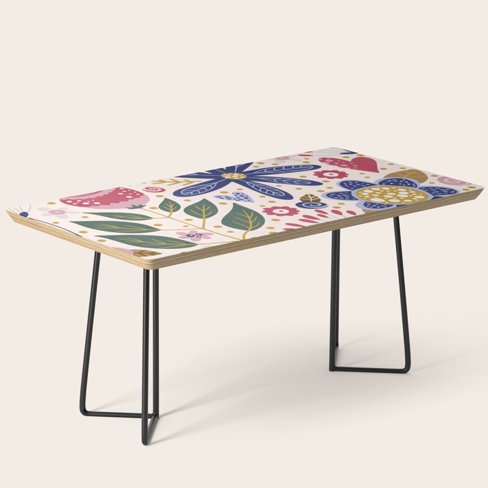 Cute, Festive, Flower Garden, Floral Prints, Pink and Blue Coffee Table Gallery Image 1