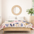 Cute, Festive, Flower Garden, Floral Prints, Pink and Blue Duvet Cover Gallery Image 3