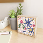 Cute, Festive, Flower Garden, Floral Prints, Pink and Blue Mini Art Print Gallery Image 2