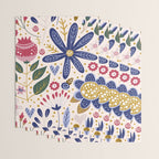 Cute, Festive, Flower Garden, Floral Prints, Pink and Blue Wrapping Paper Gallery Image 3