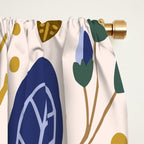 Cute, Festive, Flower Garden, Floral Prints, Pink and Blue Window Curtain Gallery Image 2