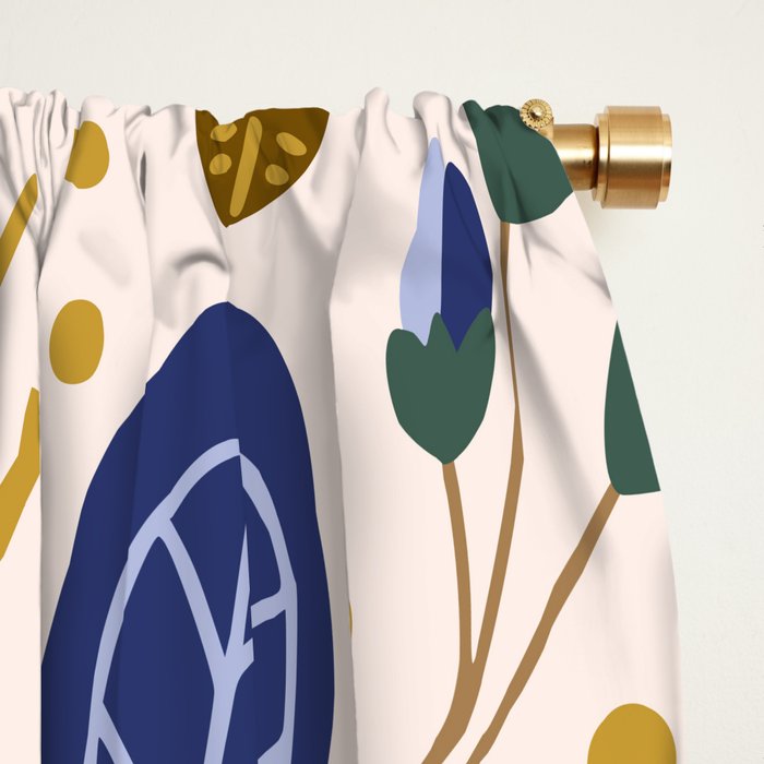 Cute, Festive, Flower Garden, Floral Prints, Pink and Blue Window Curtain Gallery Image 2