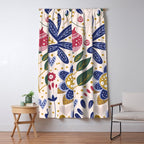 Cute, Festive, Flower Garden, Floral Prints, Pink and Blue Window Curtain Gallery Image 5