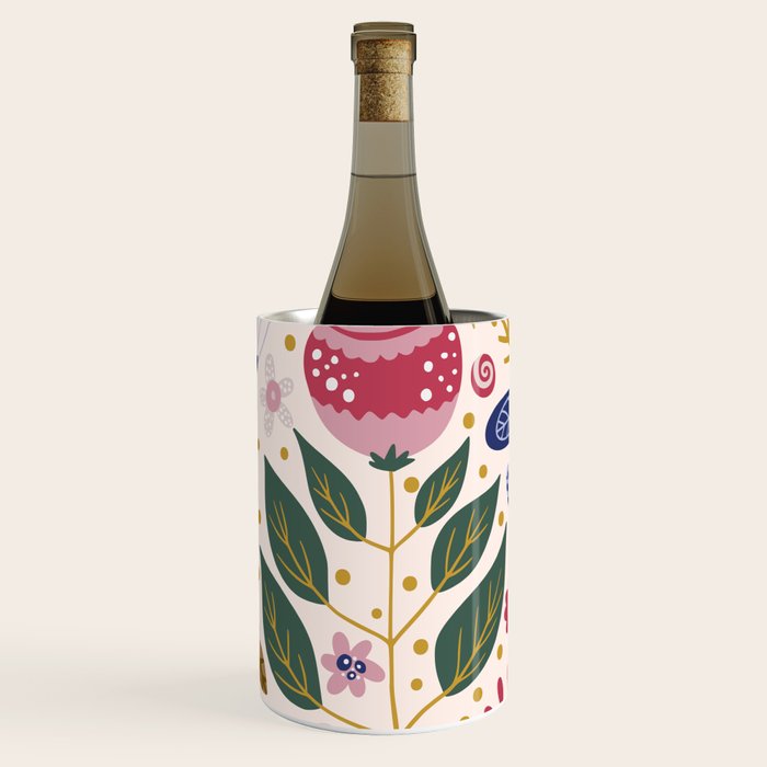 Cute, Festive, Flower Garden, Floral Prints, Pink and Blue Wine Chiller Gallery Image 2