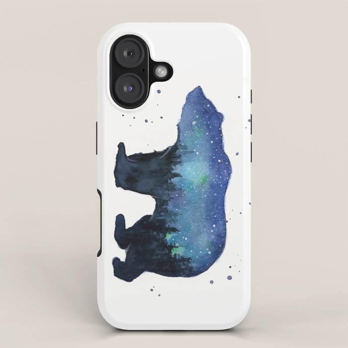 Forest Bear Silhouette Watercolor Galaxy iPhone Case Gallery Image 1