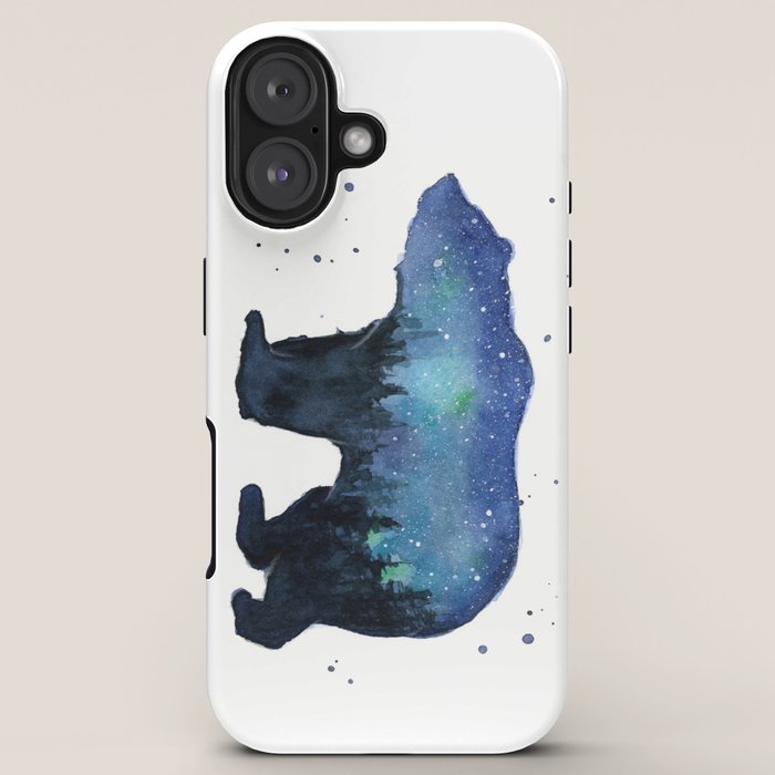 Forest Bear Silhouette Watercolor Galaxy iPhone Case Gallery Image 5