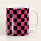 Pink Glitter Checkered Print in Black Coffee Mug Gallery Image 1