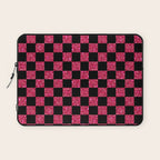 Pink Glitter Checkered Print in Black Laptop Sleeve Gallery Image 1