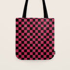 Pink Glitter Checkered Print in Black Tote Bag Gallery Image 1