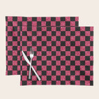 Pink Glitter Checkered Print in Black Placemat Gallery Image 1