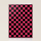 Pink Glitter Checkered Print in Black Stationery Card Gallery Image 2