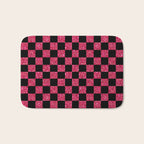 Pink Glitter Checkered Print in Black Bath Mat Gallery Image 1