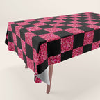 Pink Glitter Checkered Print in Black Tablecloth Gallery Image 1
