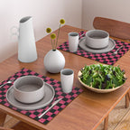 Pink Glitter Checkered Print in Black Placemat Gallery Image 2