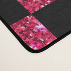 Pink Glitter Checkered Print in Black Desk Mat Gallery Image 4