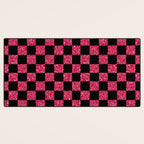 Pink Glitter Checkered Print in Black Desk Mat Gallery Image 3