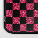 Pink Glitter Checkered Print in Black Laptop Sleeve Gallery Image 3