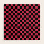 Pink Glitter Checkered Print in Black Wood Wall Art Gallery Image 1