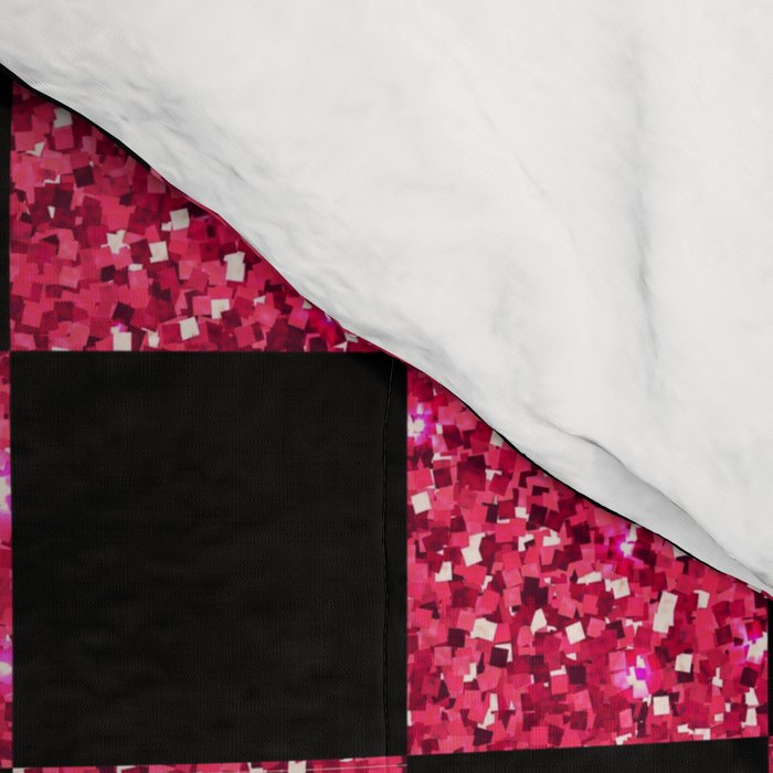 Pink Glitter Checkered Print in Black Comforter Gallery Image 4