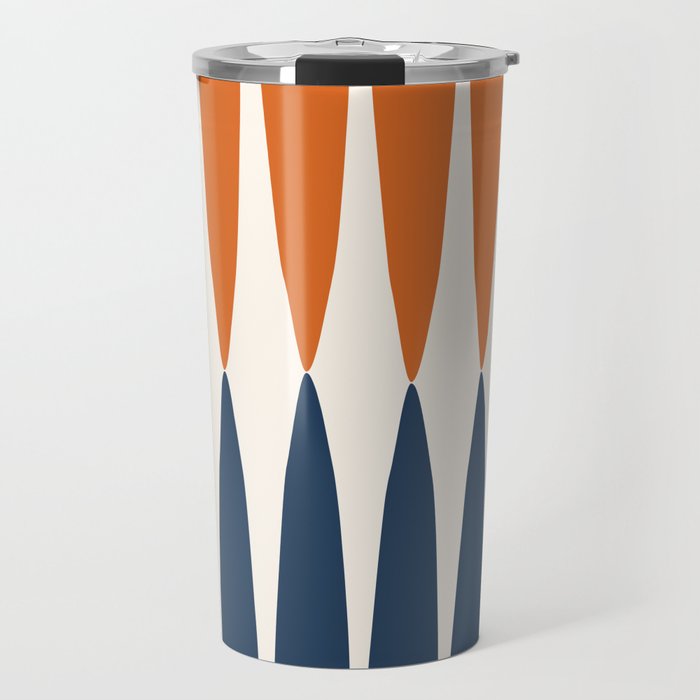 Abstract Shapes 106 Pattern in vintage Orange and Navy Blue  Travel Mug Gallery Image 1