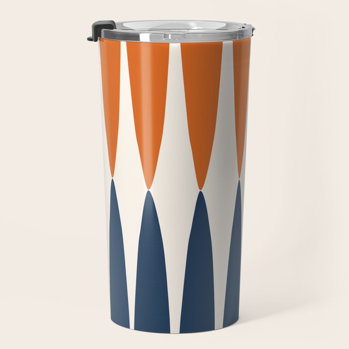 Abstract Shapes 106 Pattern in vintage Orange and Navy Blue  Travel Mug Gallery Image 3