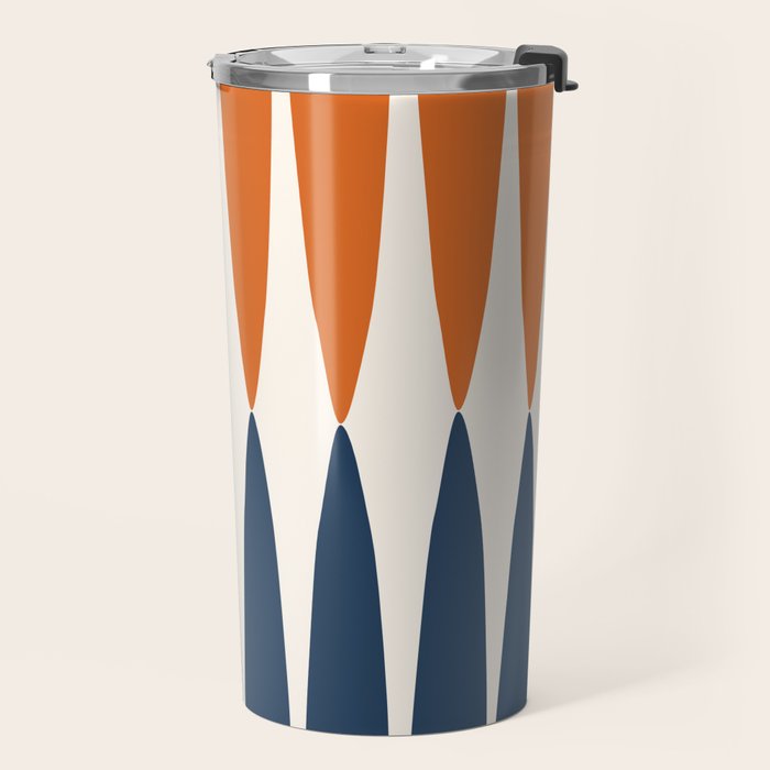 Abstract Shapes 106 Pattern in vintage Orange and Navy Blue  Travel Mug Gallery Image 2