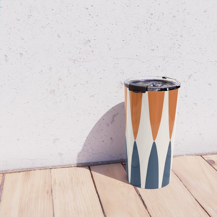 Abstract Shapes 106 Pattern in vintage Orange and Navy Blue  Travel Mug Gallery Image 4