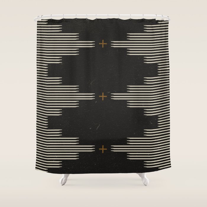 Southwestern Minimalist Black & White Shower Curtain Gallery Image 1
