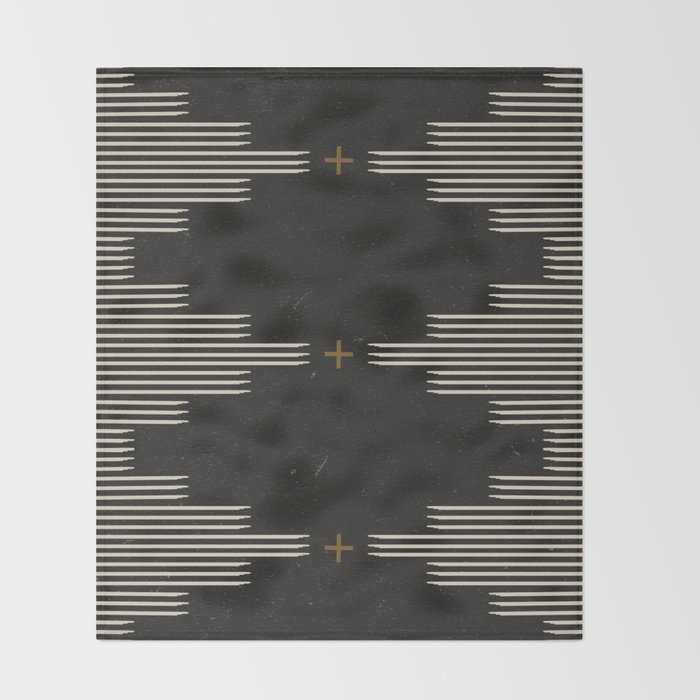 Southwestern Minimalist Black & White Throw Blanket Gallery Image 2