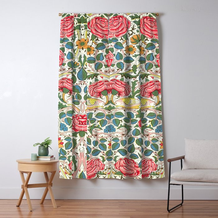 William Morris Rose 1883 Vintage Floral Window Curtain Gallery Image 5
