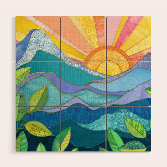 Sunset Through The Leaves Wood Wall Art Gallery Image 1