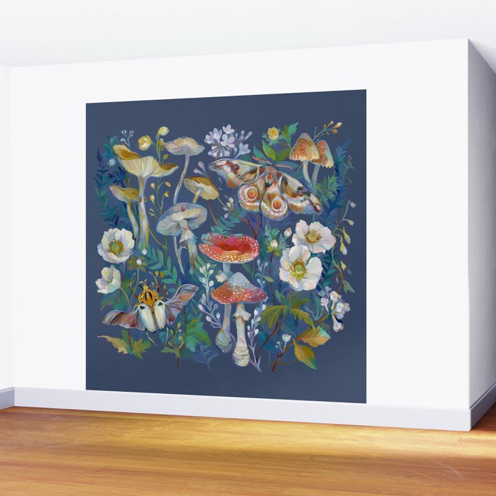 Goliath Beetle Mushroom Garden Wall Mural Gallery Image 2