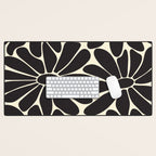 Big Daisy - Groovy Flower - Black & White Desk Mat Gallery Image 1