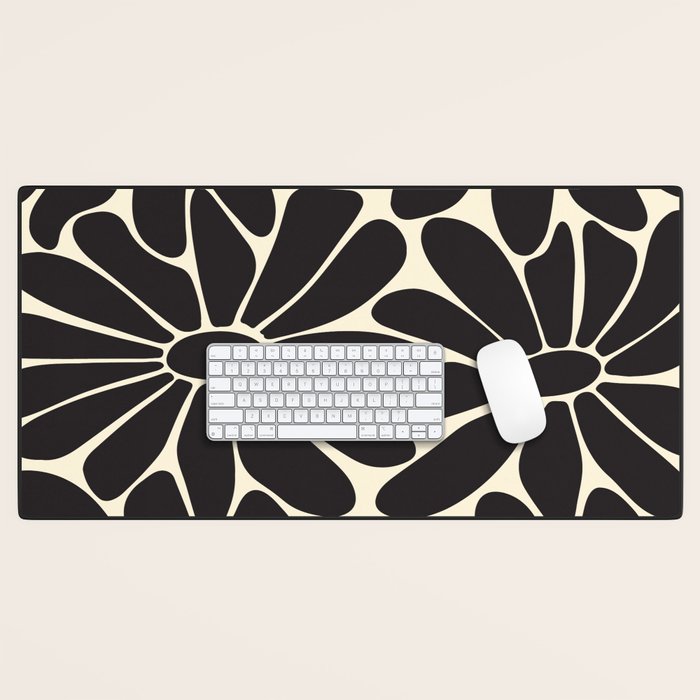 Big Daisy - Groovy Flower - Black & White Desk Mat Gallery Image 1