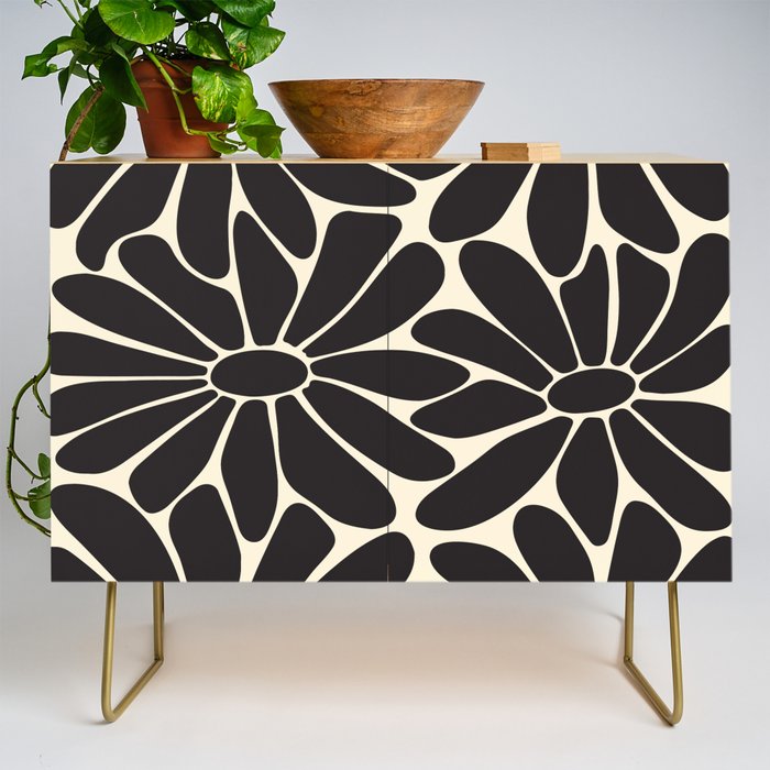 Big Daisy - Groovy Flower - Black & White Credenza Gallery Image 1