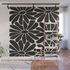 Big Daisy - Groovy Flower - Black & White Wall Mural Gallery Image 1