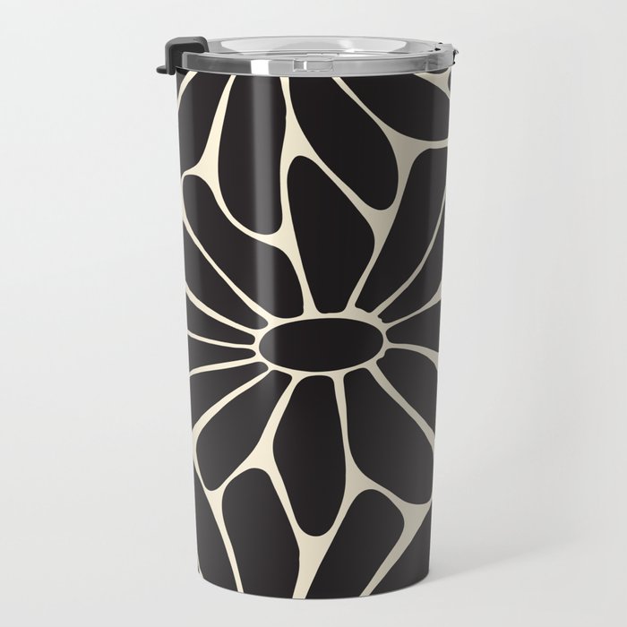 Big Daisy - Groovy Flower - Black & White Travel Mug Gallery Image 3
